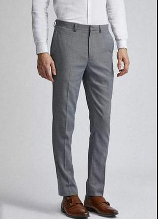 Британия burton menswear london мужские новые летние брюки, брюки в фасоне slim fit серого цвета.