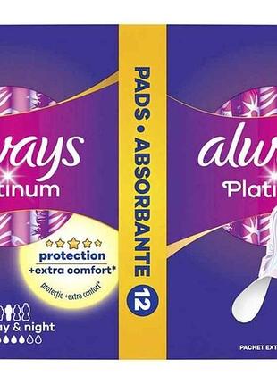 Прокладки гигиенические день-ночь 5к. 12шт platinum daynight duo тм always