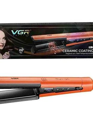 Выпрямитель 70вт для волос v-550 orange, 100-230°c, керамическое покрытие, 70w, led display тм vgr