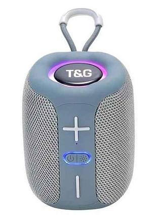 Портативная колонка bluetooth tg658 с rgb подсветкой, speakerphone, радио, grey тм tg