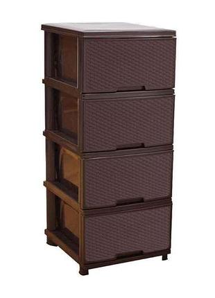 Комод 4-яр. темно-коричневий ротанг тм алеана
