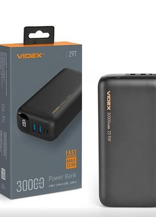 Повербанк 30000mah videx vpb-297 22.5w black