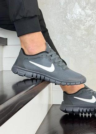 Р.41-46 кроссовки nike free run 3.0 v2 серо/белые ks 12701