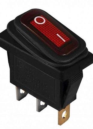 Перемикач 1 клав. вологозах червоний з підсвічуванням kcd3-101nw r/b 220v тм аско