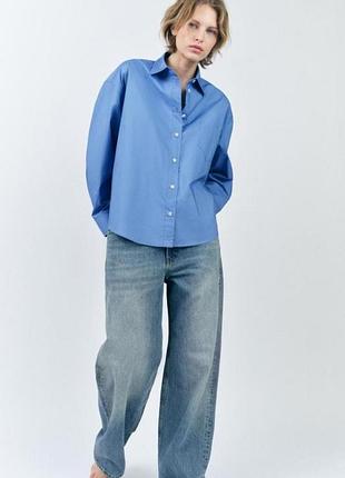 Бавовняна сорочка zara м голубая рубашка zara