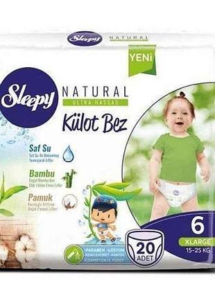 Подгузники-трусики (белый) large xl no6 (15-25кг) 20шт тм sleepy