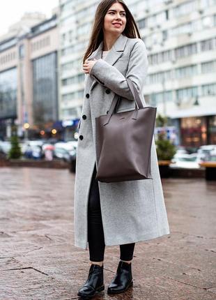 Кожаная женская сумка шоппер, разные цвета