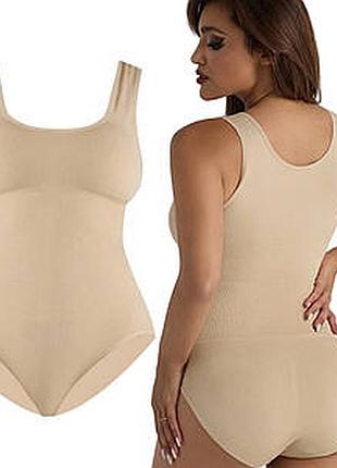Боди-корсет большого размера 5xl, бежевая / корректирующее белье / стягивающее боди