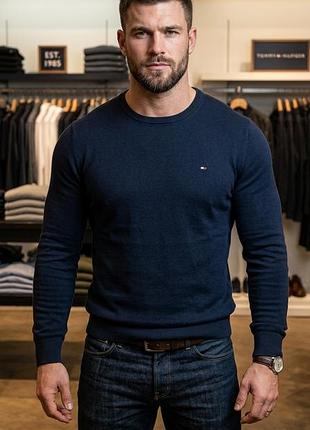 👔 джемпер tommy hilfiger premium cotton | dark navy | оригінал l/xl