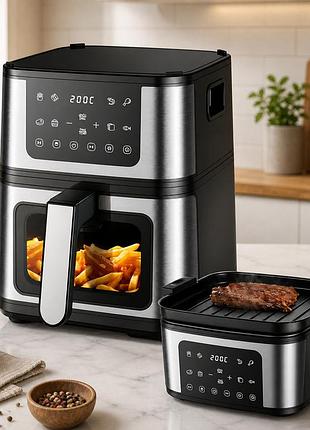 Аэрогриль domotec 2в1 ms-3225 7л / многофункциональная аэрофритюрница + гриль 3800 вт