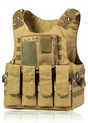 Жилет тактичний плитоноска molle койот