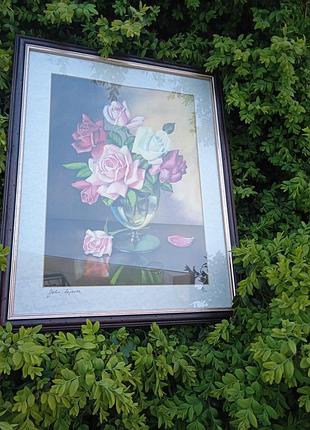 Картина паспарту, рама дерево, размер 52*42 , сьекло
