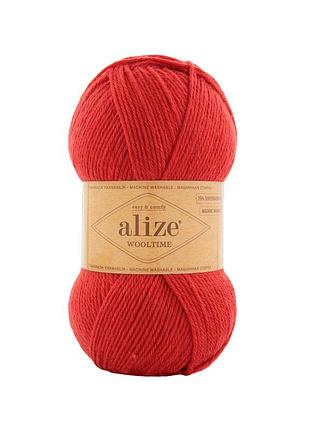 Шкарпеткова пряжа alize wooltime, червоний 56