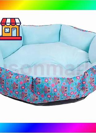 Bs лежак для котів best mix собак круглий sy-2022-1208-97 blue owl m (50*18 см) bas77/n