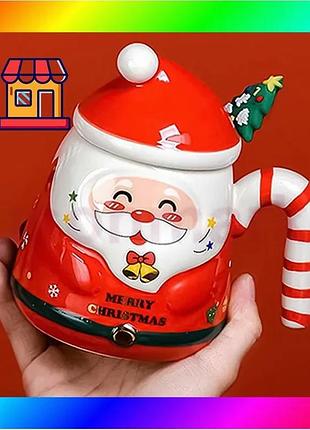 Bs рождественская чашка "merry best mix christmass" санта jjx001 кружка в форме санты с ложечкой в под bas77/n