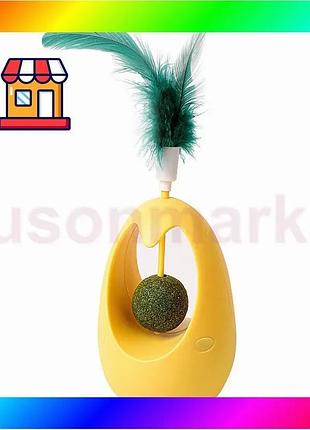 Bs игрушка для котов best mix taotaopets 027714 неваляшка с перьями и кошачьей мятой yellow bas77/n