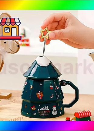 Bs рождественская чашка "merry best mix christmass" елка кружка в форме новогодней елки в подарочной у bas77/n