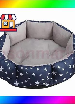 Bs лежак для котів best mix собак круглий sy-2022-1208 blue stars m (50*18 см) bas77/n