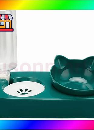 Bs миска для котов best mix с поилкой taotaopets 119906 forest green 22*28*14см bas77/n