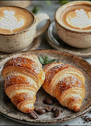 Алмазная мозаика "кофе с круасанами" fz3030-07, 30х30 см