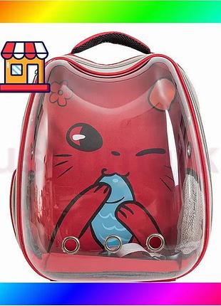 Bs рюкзак-переноска для кошек best mix taotaopets 2024 panoramic cats 36*26*48 cm red bas77/n