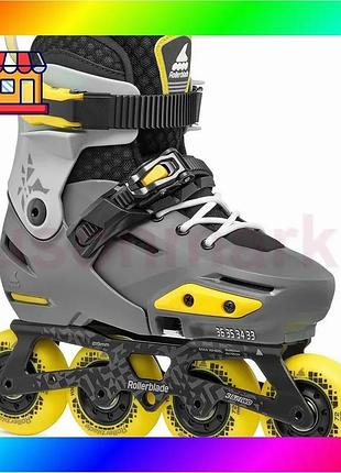 Bs детские фрискейт ролики best mix rollerblade apex серо-желтые 29-32 размера bas77/n