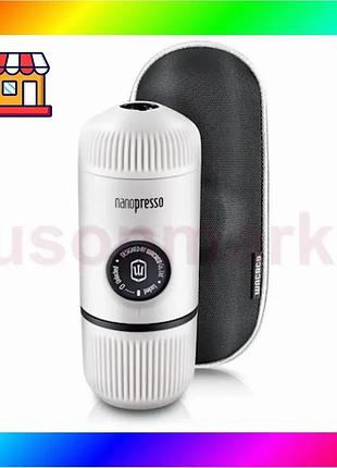 Bs эспрессо-кофеварка wacaco nanopresso best mix 18 бар 80мл с чехлом белый bas77/n