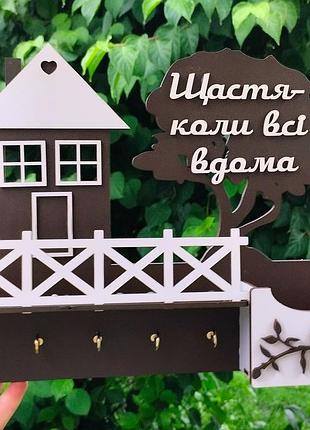 Ключница "здесь живет счастье" шоколад