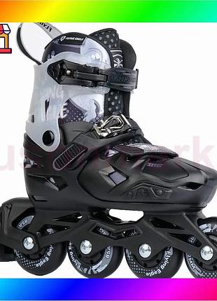 Bs детские раздвижные ролики best mix flying eagle s3 black размер 27-31 bas77/n