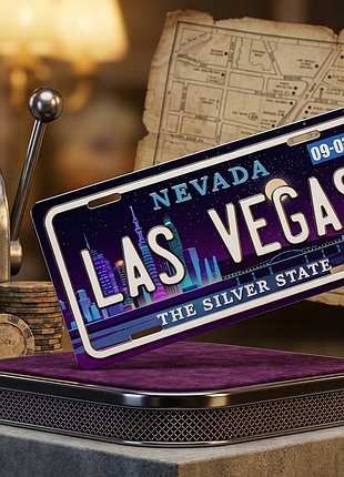 Металева вінтажна табличка номерний знак las vegas (невада) 30х15 см