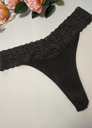 Котонові трусики стрінги з мереживом h&m, s