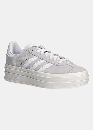 Замшеві кросівки adidas originals gazelle bold w сірий колір