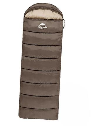 Спальник naturehike u250 з капюшоном (nh20msd07) +6°c - лівий - коричневий