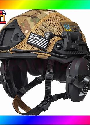 Bs тактичний шолом fast best mix helmet nij iiia + навушники walkers razor slim + чебурашки + ліхтарик bas77/n
