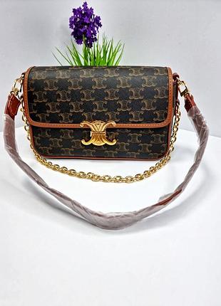 Женская сумка celine classique triomphe в расцветках, сумка селин, клатч селин, кросс боди, cross body коричневый 2