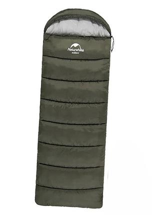 Спальник naturehike u250 с капюшоном (nh20msd07) +6°c - левый - темно-зеленый