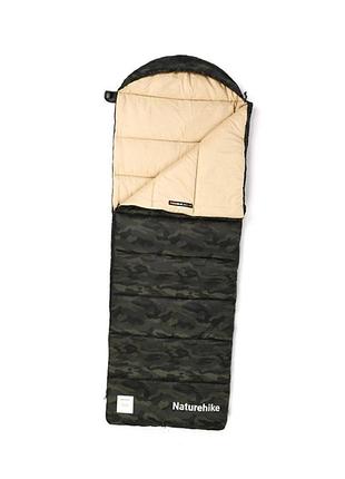 Спальник naturehike m320 (cnk2350ws023) +15°c - з капюшоном - лівий - зелений камуфляж