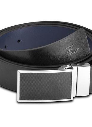 Ремень мужской кожаный semi line black/blue (p8234-0 l)