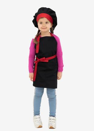 Фартух + ковпак дитячий latte kids 5-7років чорний+червоний