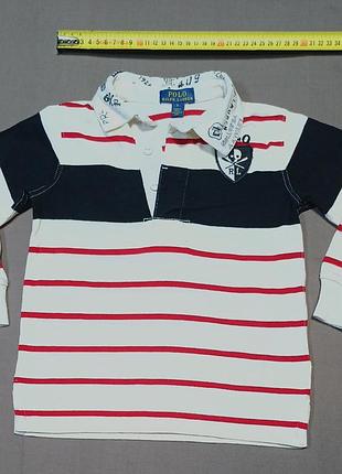 Плечі 28 см polo ralph lauren 
size  3/3t  у смужку поло  з довгим рукавом  ззаду номер 5