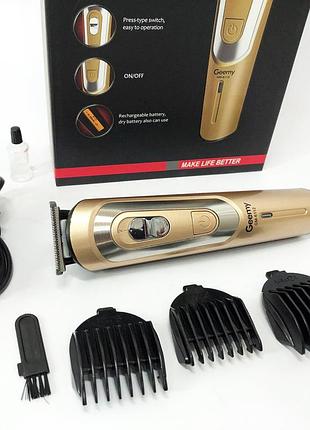 Бездротова машинка для стрижки волосся gemei gm-6112 акумуляторна. колір: золотий