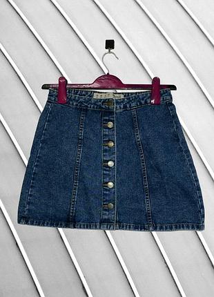 Женская джинсовая юбка denim co мини-юбка с декоративными пуговицами плотный джинс как новый размер s m 36 38 синяя юбка деним качественная джинсовая