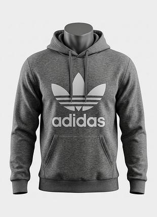 Брендове чоловіче худі, реглан, світшот, светр сірий adidas,