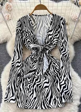 🥰 сукня з завʼязкою в анімалістичний принт shein 2xl