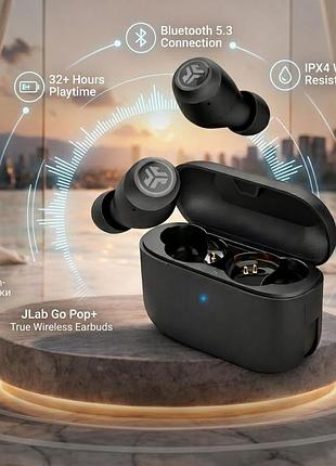 Уценка беспроводные наушники jlab go pop+, внутриканальные, bluetooth наушники, 35 часов воспроизведения, bluetooth наушники