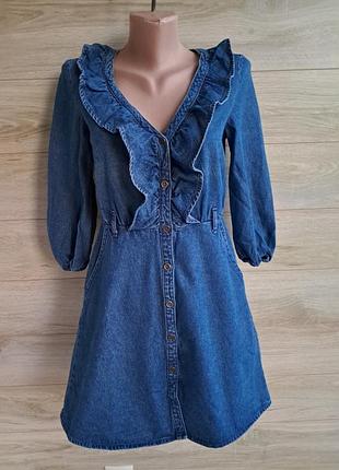 Джинсовое платье zara xs-s