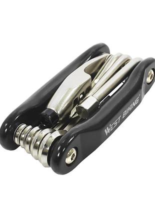 Карманный мультитул west biking 0719187 black набор инструментов для велосипеда многофункциональный 10шт