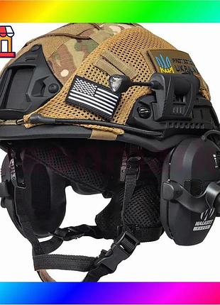 Bs шолом fast team best mix wendy helmet nij iiia + навушники walkers razor slim + чебурашки + ліхтари bas77/n