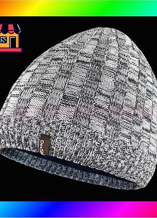 Bs водонепроникна шапка dexshell best mix heathered rib knit beanie (56-58 см) біло-сіра bas77/n