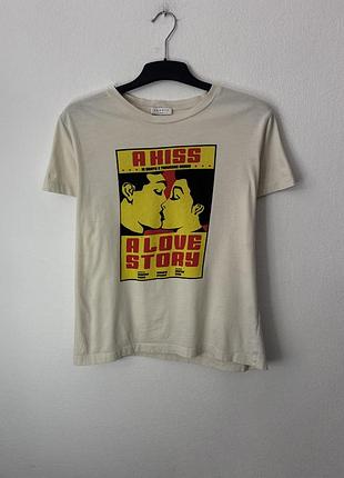 Sandro love story tee original футболка сандро в молочному кольорі оригінал